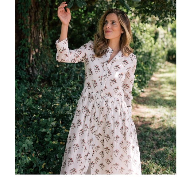 Brock Collection White Neutral Floral Maxi Dress - Picture 1 of 16